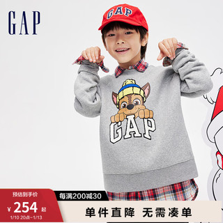 Gap【汪汪队联名】Gap男童冬季2023抓绒保暖卫衣847289 灰色 120cm(XS) 亚洲尺码