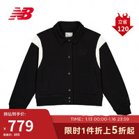 NEW BALANCE 外套女款24年潮流百搭休闲运动针织翻领夹克NME11402 BK XL