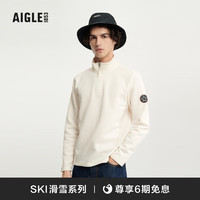 AIGLE【滑雪系列】艾高冬季保暖四面弹半拉链抓绒衣男 粉白色 AN424 XXL