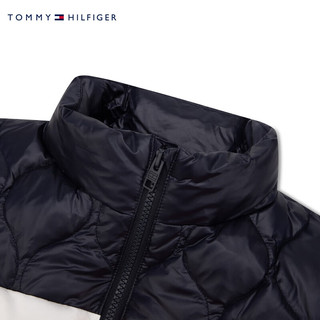 TOMMY HILFIGER 童装男休闲拼色鸭绒绗立领羽绒背心TH2342003 藏青红白拼色001 6/120cm