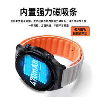 澳浪小米手表watchS3表带xiaomi Watch S2/S1/S1Pro智能手表亲硅胶双面磁吸潮酷替换腕带 灰橙【46/47mm】