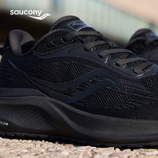 Saucony索康尼泡芙2软弹舒适女跑鞋日常通勤训练运动鞋黑 35.5