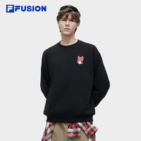 FILA FUSION斐乐潮牌龙年卫衣男女2024春季宽松套头衫 正黑色-BK 185/104A/XXL