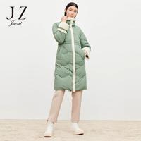 Juzui 玖姿 JZ玖姿拼接撞色围脖式羽绒服女长款冬季新款洋气外套