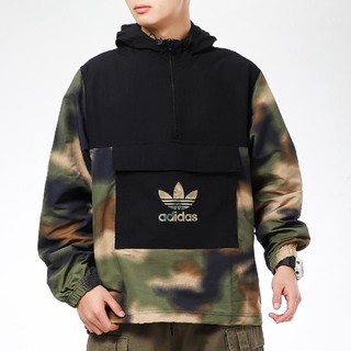 限尺码：adidas ORIGINALS 秋冬男装迷彩连帽运动服日常休闲舒适时尚经典百搭宽松上衣