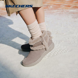 skechers斯凱奇雪地靴女加絨保暖時尚復古百搭短筒靴144043