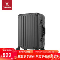 CROWN 皇冠 铝框拉杆箱出差商务坚固防刮大容量行李箱旅行箱5085 黑色 25英寸
