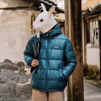 RABBIT HOUSE RabbbitHouse冬季轻薄防风保暖羽绒服男短款白鸭绒宽松连帽外套