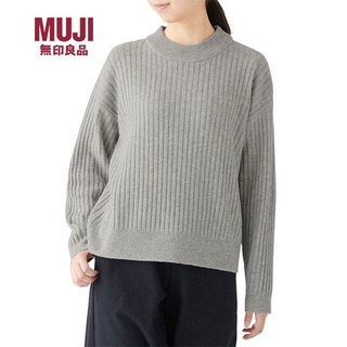 MUJI 無印良品 无印良品 含牦牛绒羊毛 宽罗纹编织 高圆领毛衣