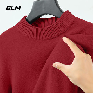 GLM森马集团品牌毛衣男冬季国潮龙年本命年酒红色针织衫内搭保暖上衣 酒红/GL纯色 3XL（180-210斤）