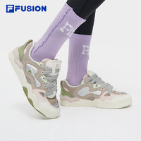 FILA FUSION斐乐潮牌女鞋KICK DX专业滑板鞋2024春时尚运动鞋 浅卡其/初雪白-LP 36.5