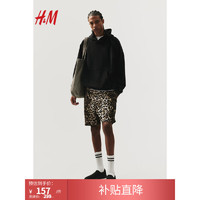 H&M 男装大廓形水洗效果连帽衫1207385 黑色 180/116A