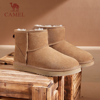 骆驼（CAMEL）男士加绒保暖防寒中帮羊毛雪地靴 G13W837105 栗色 43 