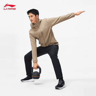 LI-NING 李宁 机能全天候丨加绒保暖防风防泼水风衣男2023秋冬软壳外套夹克 淡栗棕-2 L