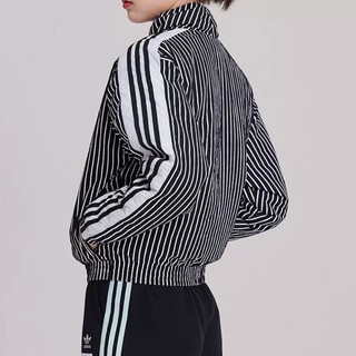 adidas ORIGINALS 女子冬季休闲潮酷显瘦长袖短款立领条纹保暖棉衣棉服运动外套夹克