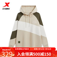 XTEP特步门店同款连帽卫衣男女2024撞色休闲套头衫976129930156 摩崖黄/棉花白/松萝绿 XL