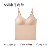 曼妮芬简约轻薄带杯打底背心内搭舒适内衣无痕轻薄百搭吊带 【41093】110肤色 160/85