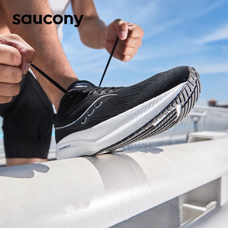 索康尼（SAUCONY）男鞋 2024春季胜利21竞速跑鞋舒适透气运动鞋耐磨缓震跑步鞋 胜利21/重磅来袭/黑白 40/7/250mm