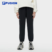 FILA FUSION斐乐潮牌梭织长裤男冬季时尚收口加绒休闲裤 正黑色-BK 185/92A/XXL