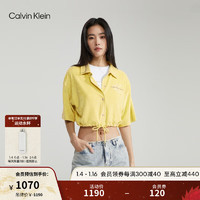 Calvin Klein Jeans24春夏女士简约刺绣抽绳下摆翻领开襟短袖卫衣ZW02480 KCQ-茉莉黄 XS
