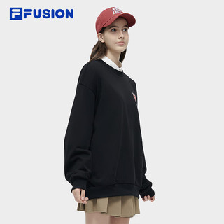 FILA FUSION斐乐潮牌龙年卫衣男女2024春季宽松套头衫 正黑色-BK 165/88A/S