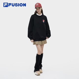 FILA FUSION斐乐潮牌龙年卫衣男女2024春季宽松套头衫 正黑色-BK 165/88A/S