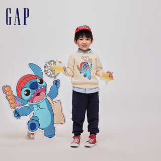 Gap【史迪奇联名】男女幼童春季2024抓绒卫衣847357套头上衣 米黄色 90cm(1-2岁)亚洲尺码