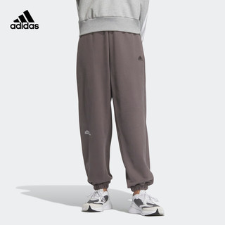 adidas阿迪达斯轻运动女装冬季宽松毛圈布束脚运动裤IM8853 炭灰 A/XL