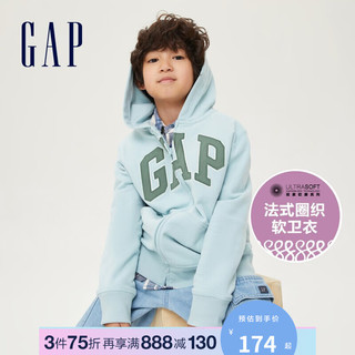 Gap【雪糕系列】男女童LOGO法式圈织软762922卫衣儿童装秋季外套 薄荷绿 140cm(L)