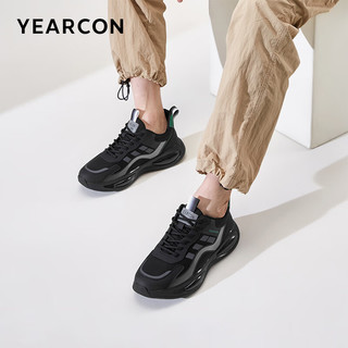 YEARCON 意尔康 男鞋 潮酷老爹鞋男2024春季舒适软底运动鞋男休闲鞋子男 黑色 42