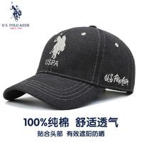 us polo assn保罗纯棉棒球帽男女户外运动潮流遮阳防晒太阳帽子装 黑 【牛仔纹】黑色