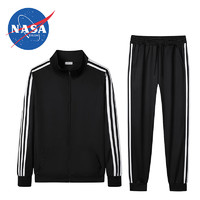 NASADKGM 上衣男套装男女同款休闲运动秋冬新款时尚流行显瘦裤子两件套 黑色 3XL  推荐体重（145斤-165斤）