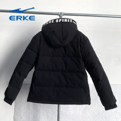 erke鸿星尔克女款羽绒服2023冬季新款灰鸭绒保暖羽绒外套12219412597