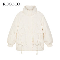 洛可可（ROCOCO）米白温柔气质减龄短款服女2023立领抗风冬装外套潮 米白 S