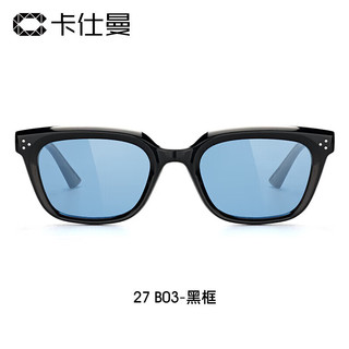 卡仕曼复古猫眼GM墨镜男女太阳镜窄小框防晒开车显脸小眼镜 27B03 CX-MUSEE-27B03-黑框蓝色片