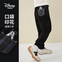 Disney baby 迪士尼儿童针织加绒长裤秋冬女童运动保暖裤男孩休闲卫裤童装