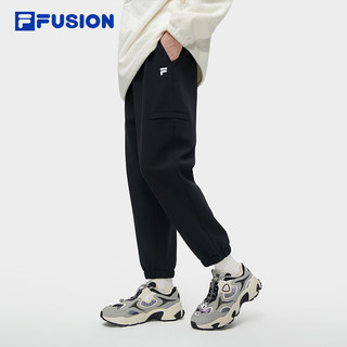 FILA FUSION斐乐潮牌梭织长裤男冬季时尚收口加绒休闲裤 正黑色-BK 190/96A/XXXL