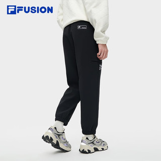 FILA FUSION斐乐潮牌梭织长裤男冬季时尚收口加绒休闲裤 正黑色-BK 190/96A/XXXL