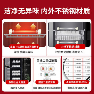 万宝 消毒柜商用厨房立式茶杯餐具碗筷臭氧高温二星消毒碗柜双门不锈钢款 70-H8 70H8【双门3层|上下分控|二星】