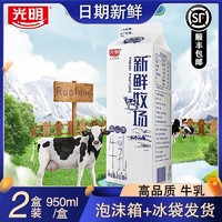 Bright 光明 新鲜牧场牛奶950ml*2盒高温杀菌乳学生营养早餐