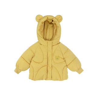 YOUGE 幼歌 婴幼儿冬季卡通保暖厚实棉服今年流行连帽护暖外套 黄色 90cm