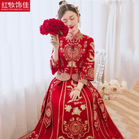 红妆饰佳 秀禾服2023新娘结婚敬酒服中式婚纱礼服小个子龙凤褂 3269无钻款 S