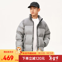 YANXUAN 网易严选 山系廓形面包服90白鸭绒拼接格纹时尚羽绒服超蓬无压感 科技银灰（立领） M