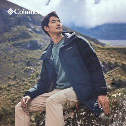 columbia哥伦比亚户外男女银点保暖中长款蓬松鸭绒羽绒服we0994