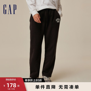 Gap 盖璞 男女装秋季2023新款LOGO碳素软磨抓绒直筒卫裤762424千禧卫裤