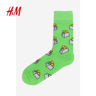 H&M男士袜子柔软休闲日常可爱图案针织袜0783707 绿色/Toasters 23-24