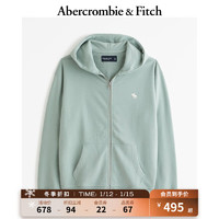 ABERCROMBIE & FITCH男女同款 美式小麋鹿休闲秋冬拉链外套连帽衫卫衣 355496-1 浅绿色 L (180/108A)