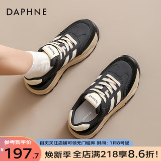 达芙妮（DAPHNE）老爹鞋女松糕厚底德训鞋2024春季复古港风百搭女鞋运动鞋 黑色 40