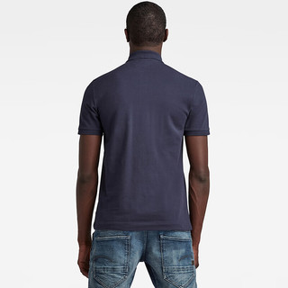 G-STAR RAW2024春夏新Dunda修身短袖男士Polo衫logo刺绣弹力舒适D11595 浅藏蓝 XS