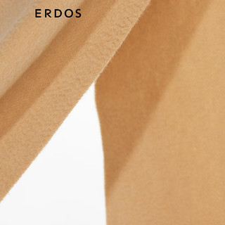 ERDOS 羊绒纯色流苏休闲简约长方形水纹刺绣女士围巾 沙米 180cmX30cm